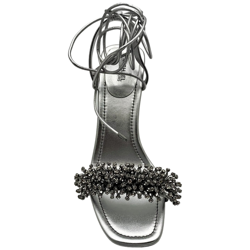 Michael Kors Women's Lucia Embellished Leather Sandal Silver - Medium - Picture 2 of 3